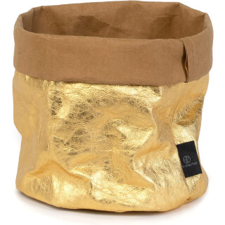 Krempelkorb von Stilmacher, XXL, aus nachhaltigem Spezialpapier, waschbar, formstabil gold