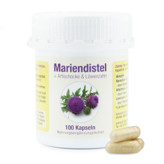 Mariendistel-Extrakt, 100 Kapseln, mit Artischocke und Löwenzahn-Extrakt